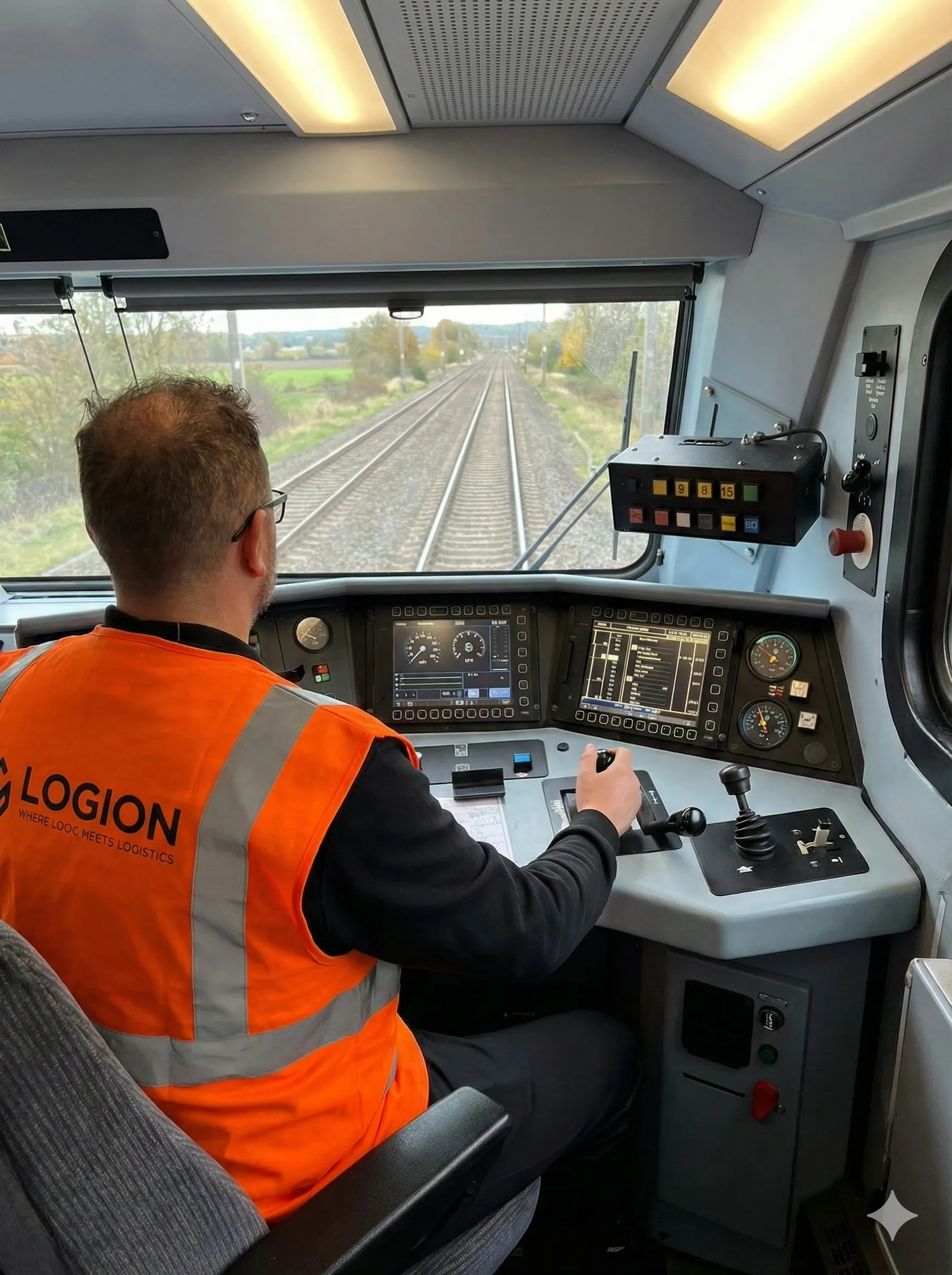 Lokführer im Führerstand